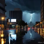 GTA5 게임 내 날씨 변화 이해하기 - **Prompt 1: Thunderstorm in Downtown Los Santos**
    "A dramatic, cinematic shot of downtown Los Sa...