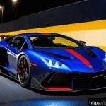 Home 19 GTA5 커스텀 차량 제작 팁 - A sleek racing car featuring a matte black and dark navy blue metallic paint finish, highlighted by ...