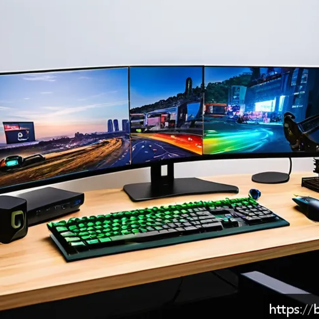 GTA5 게임 스트리밍 설정법 - A high-tech gaming streaming setup featuring a premium PC with Intel i7 processor and Nvidia RTX 306...