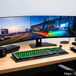 Home 23 GTA5 게임 스트리밍 설정법 - A high-tech gaming streaming setup featuring a premium PC with Intel i7 processor and Nvidia RTX 306...