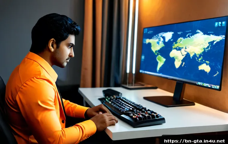 GTA5 클래스별 특징과 선택법 - Photorealistic gaming lifestyle scene, a young South Asian man at a clean desk choosing between four...